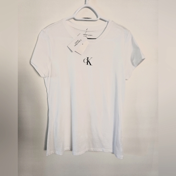 Calvin Klein Jeans Basic Logo White T Shirt Essential Soft Cotton Modal Size M - Picture 1 of 6